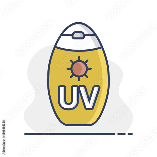 Sunscreen cream flat vector icon. Summer sign