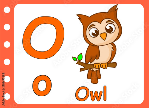 letter O for cute owl  . kids education game learning