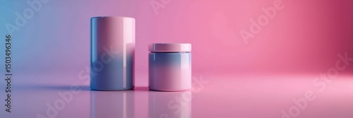 Colorful gradient packaging containers create a modern and artistic vibe, perfect for beauty, skincare, or product design marketing.