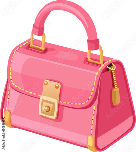 Pink elegant leather fashion handbag isolated on white background, a luxurious accessory design for women