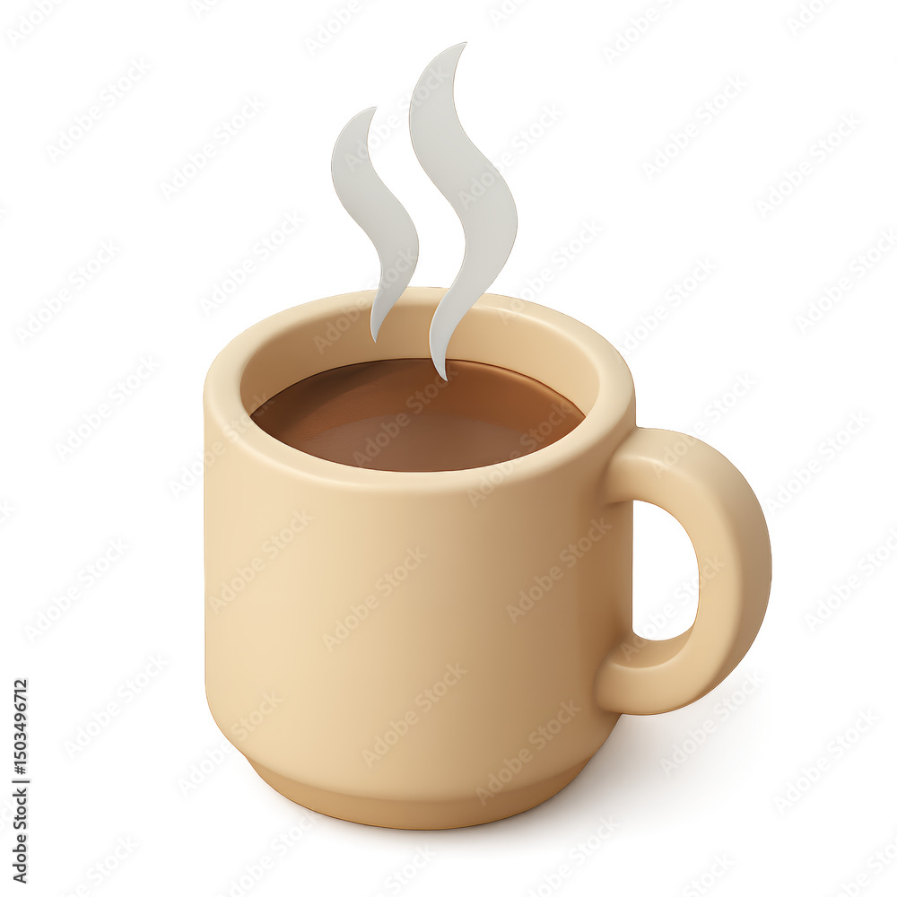 Obraz premium A beige mug filled with steaming brown liquid against a transparent background, concept for branding, product design, and advertising
