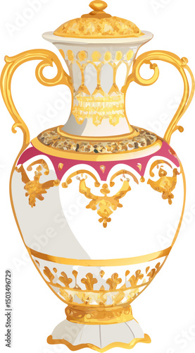 Ancient Greek ceramic pottery vase isolated on white, an antique brown clay art object
