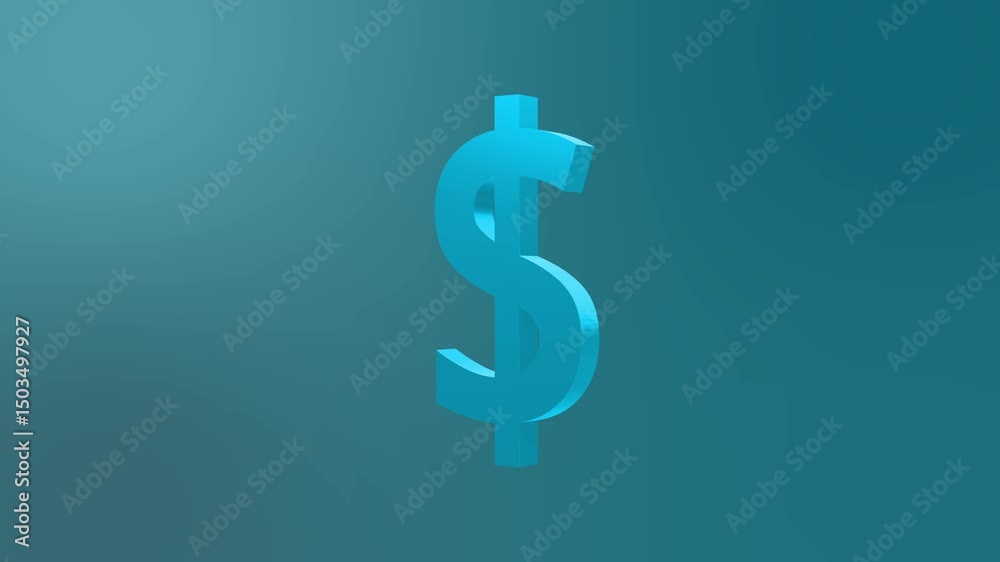 Loop less 3D Rendered Rotating Dollar Symbol Loop less 3D Rendered Rotating Dollar Symbol