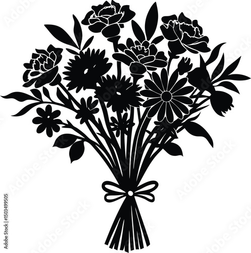 Mixed Flower Bundle Silhouette for Sticker Pack