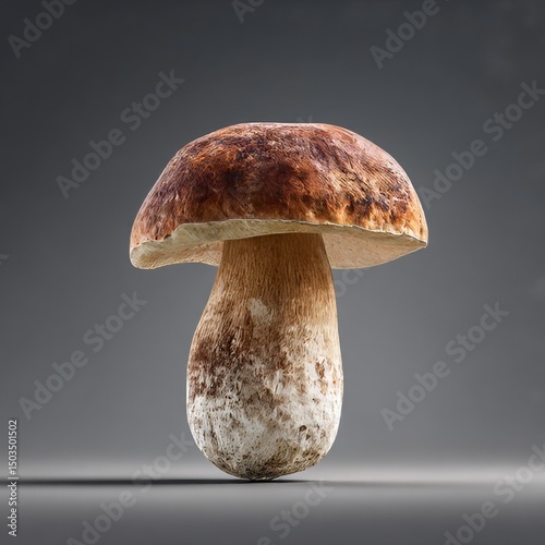 boletus edulis mushroom isolated on transparent background natural earthy tones realistic lighting highdefinition texture detail professional studio render photo