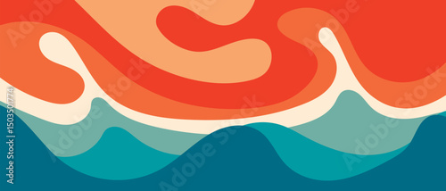 Abstract beach background in retro style.