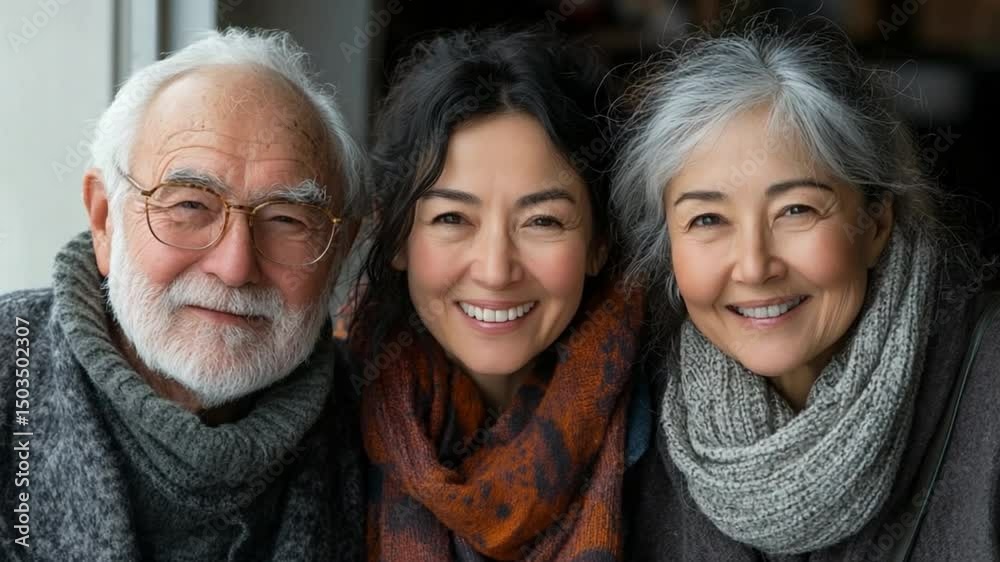 Three Generations of Smiles: The heartwarming embrace of time in a single frame as three women, each from a different generation. Three Generations of Smiles: The heartwarming embrace of time in a single frame as three women, each from a different generation.