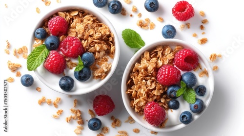Granola Bowls Bursting with Berries Healthy Breakfast Delight.