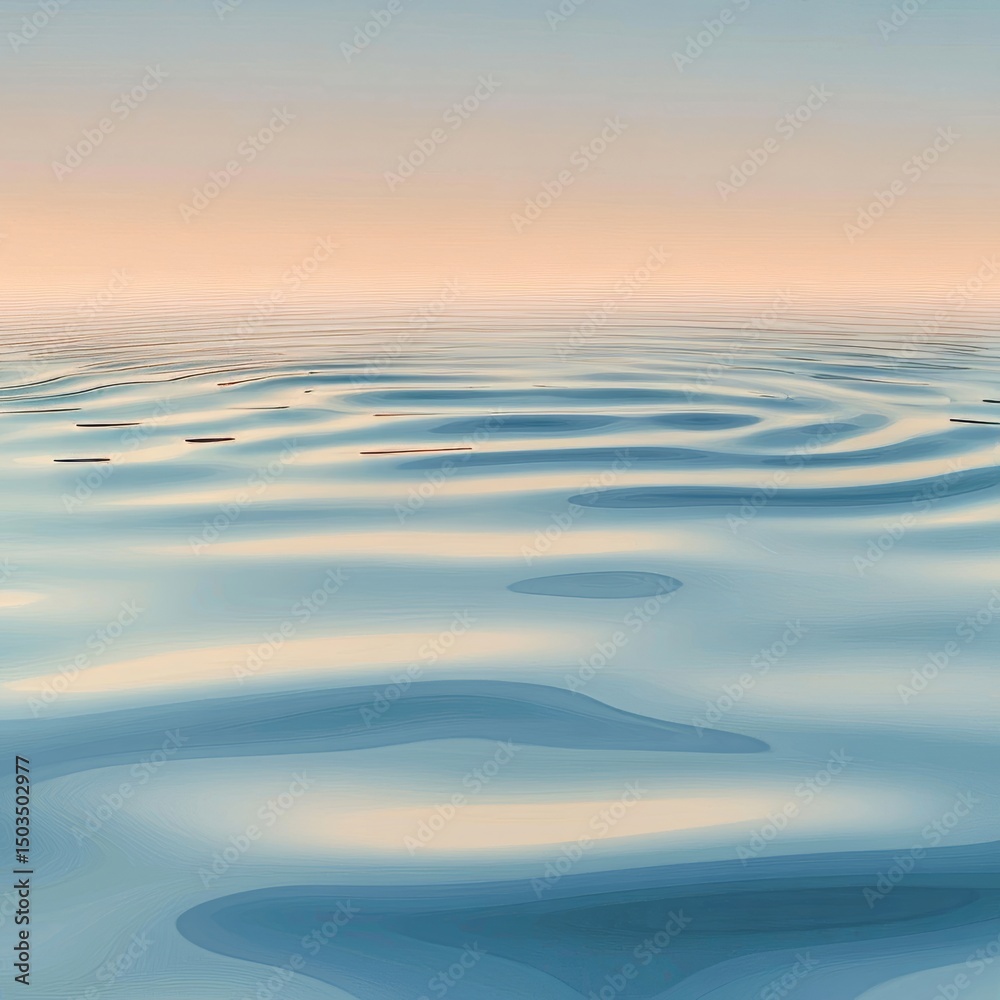 Obraz premium featuring gentle water ripples and soft liquid gradients framed by a smooth reflective border calming and isolated