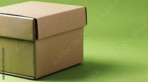Mystery Brown Box Surprise Package on Green Background.