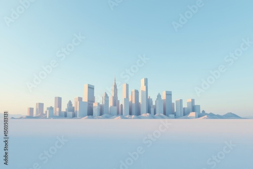 Smooth Skyline Formed by Modern Architecture Against Clear Sky