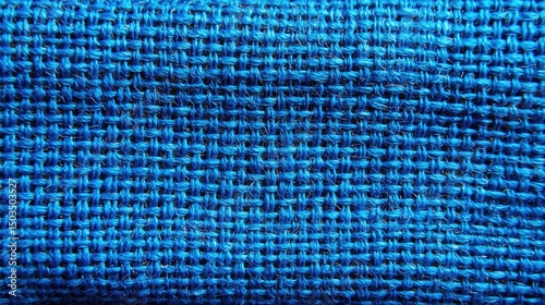 Blue Woven Texture Burlap Fabric Closeup with Bright and Detailed.