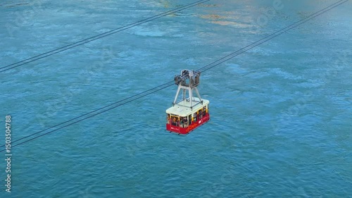 Aerial view of Yangtze River cableway in Chongqing, China