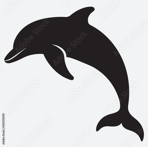 dolphin jumping icon silhouette vector art illustration, dolphin isolated on white background