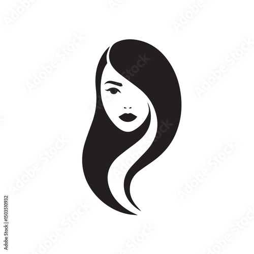 Beautiful female face with various hair style icon
