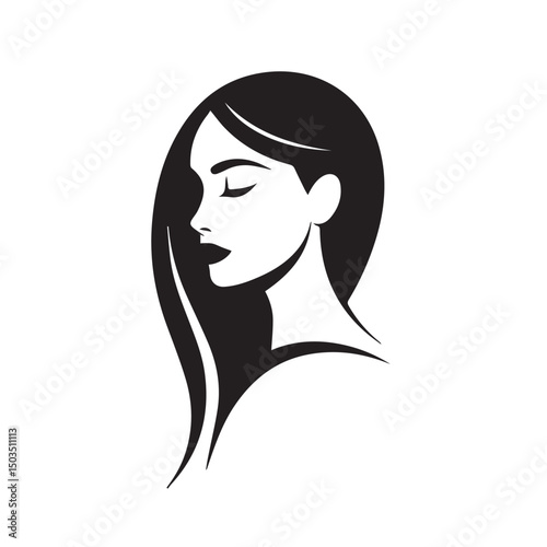 Beautiful female face with various hair style icon
