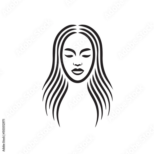 Beautiful female face with various hair style icon