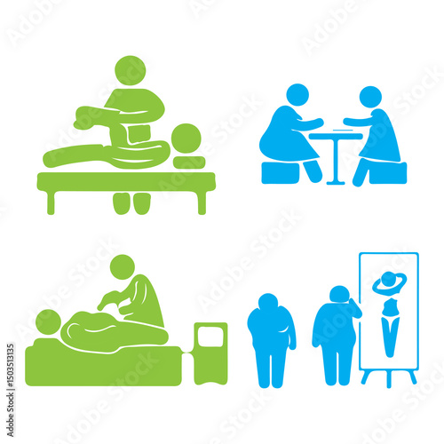 Massage Icon Set For Cold Stone Therapy