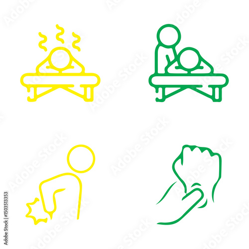 Massage Icon Set For Cold Stone Therapy