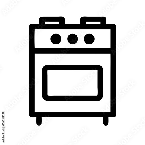 Kitchen stove icon, black and white, for app design