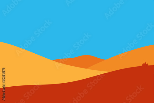 Dramatic Sahara sunset over arid dunes and mountains, a hot travel landscape