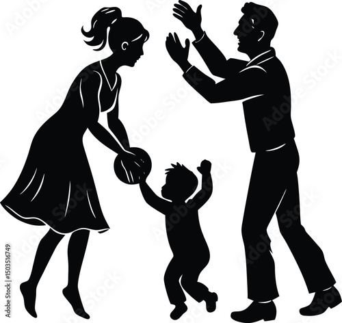 Silhouette of Parents Playing With Toddler