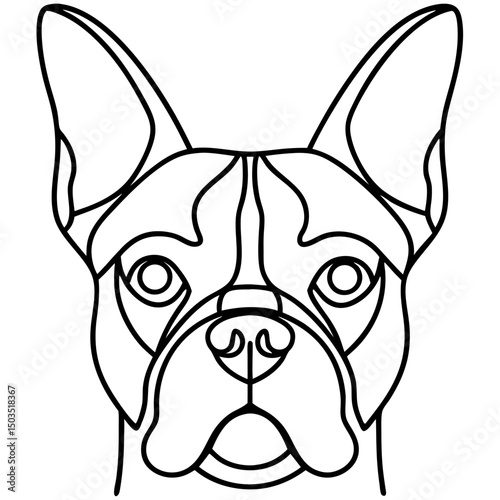 French bulldog canine portrait. Adorable french bulldog face illustration.  French bulldog drawing for pet lovers. Image perfect for pet adoption websites and greeting cards.