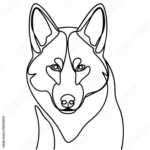German shepherd portrait, line art illustration, black and white, for pet lovers