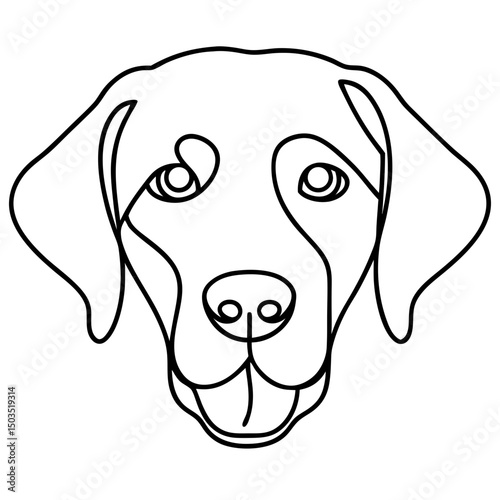 Labrador Retriever portrait, line art style, black and white, for pet websites
