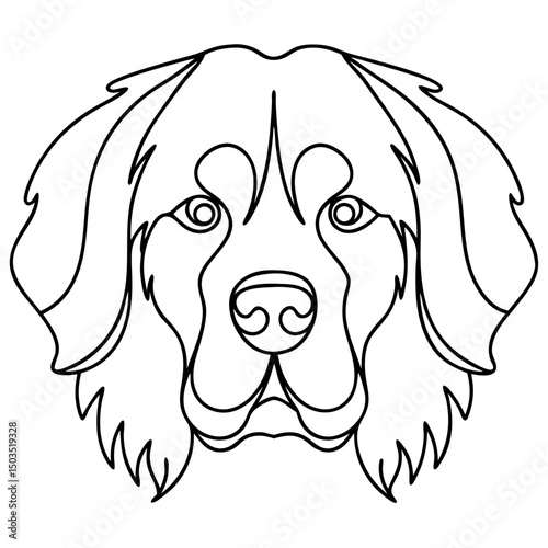 Leonberger dog portrait, line art style, black and white, for pet websites