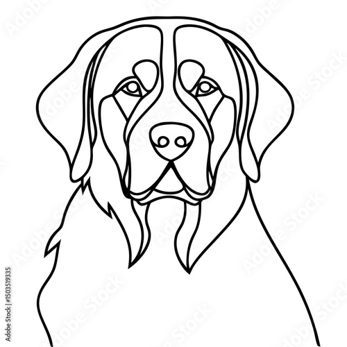 Leonberger dog portrait, line art illustration, black and white, for pet websites