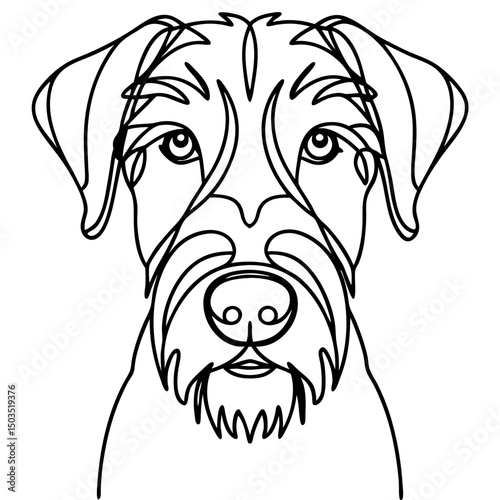 Wirehaired pointing griffon portrait canine head illustration. Elegant dog breed drawing for pet lovers.  Wirehaired pointing griffon image perfect for pet shop advertising.