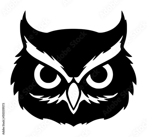 Black Owl Head Silhouette Graphic