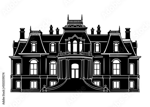 Black & White Chateau Silhouette