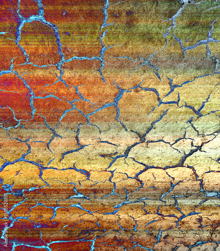 dry cracks and multicolor striations