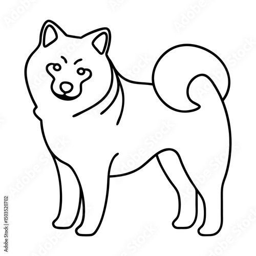 Samoyed dog portrait. Elegant samoyed breed canine illustration. This purebred samoyed dog image is perfect for pet adoption websites, dog breed guides, or veterinary clinics.