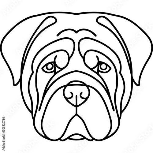 Shar-Pei dog portrait. Elegant line art illustration of a shar pei, showcasing its unique wrinkles and expressive eyes. This detailed shar-pei image is perfect for pet-related websites,