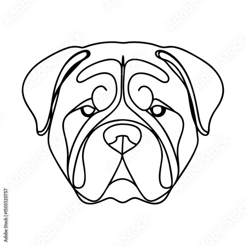 Shar-Pei dog portrait line art. Elegant shar pei head illustration perfect for pet lover designs.  Shar-Pei canine breed graphic for pet shop branding, veterinary clinic logo, or dog magazine cover.