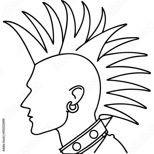 Punk profile with mohawk, for design projects