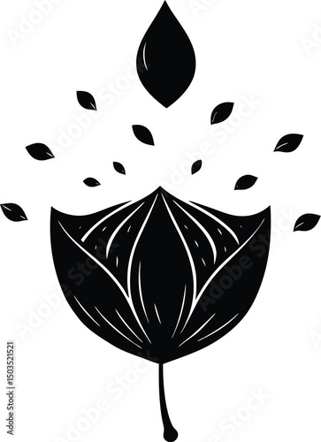 Single Petal Silhouette Floating in Air