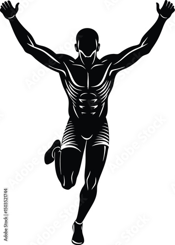 Sprinter Finishing Race Arms Raised Silhouette