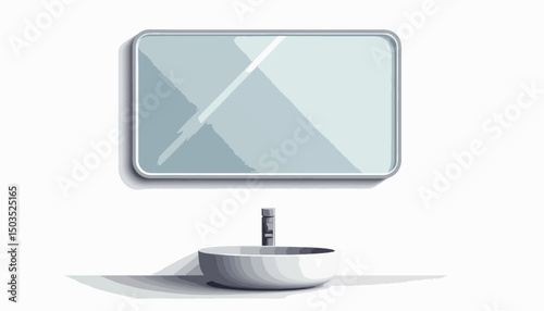 Sleek smart mirror reflecting light above modern sink, minimalist design