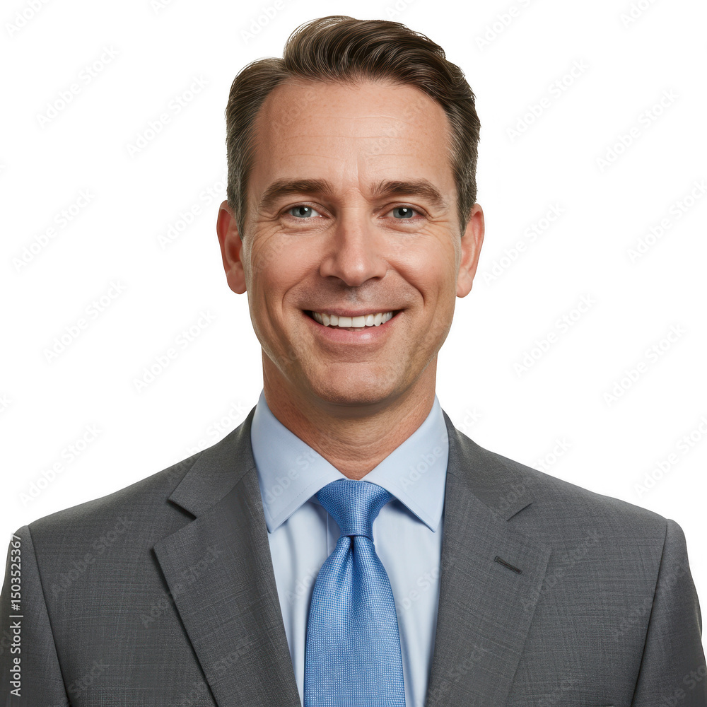 Smiling man in suit and tie isolated on transparent background Smiling man in suit and tie isolated on transparent background