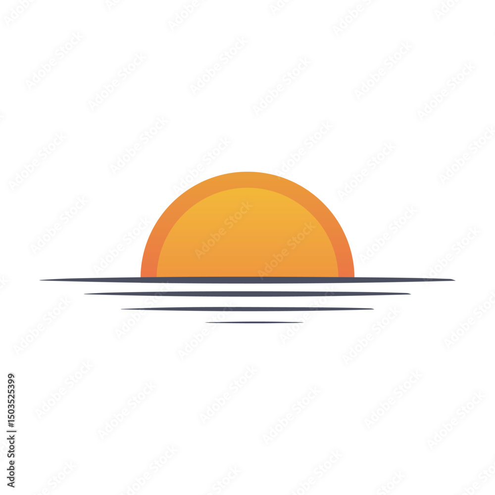 Simple sunset over calm ocean minimalist design Simple sunset over calm ocean minimalist design