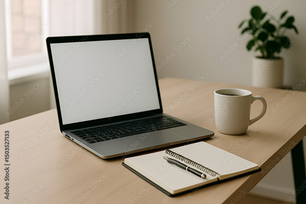 Fototapeta premium laptop and coffee