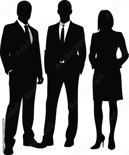Silhouette of Business People in Formal Attire – Professional Man and Woman Standing Confidently