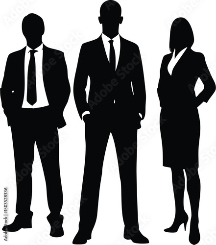 Silhouette of Business People in Formal Attire – Professional Man and Woman Standing Confidently