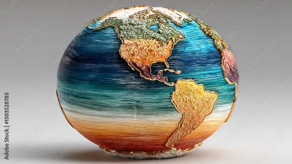 Hand-crafted Earth Globe: A Colorful Textile Masterpiece