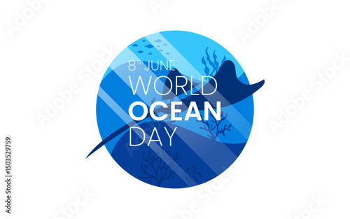 World oceans' day background, celebrated every year on June 8th. Poster Design ocean's day. Save ocean. Ocean life vector