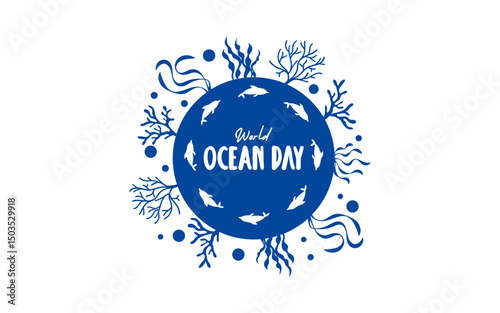 World oceans' day background, celebrated every year on June 8th. Poster Design ocean's day. Save ocean. Ocean life vector